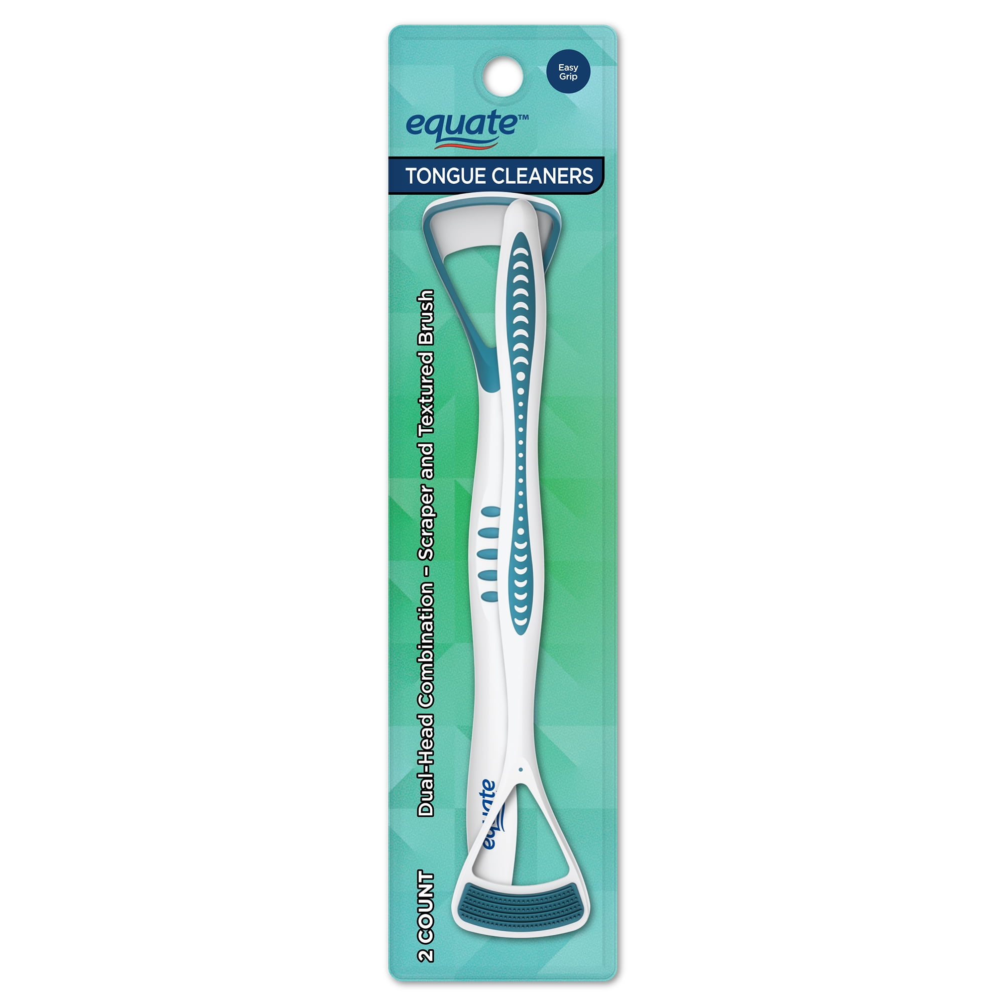 Equate Adult Tongue Cleaner with Dual-Head Combination Scraper & Textured Brush, 2 Count