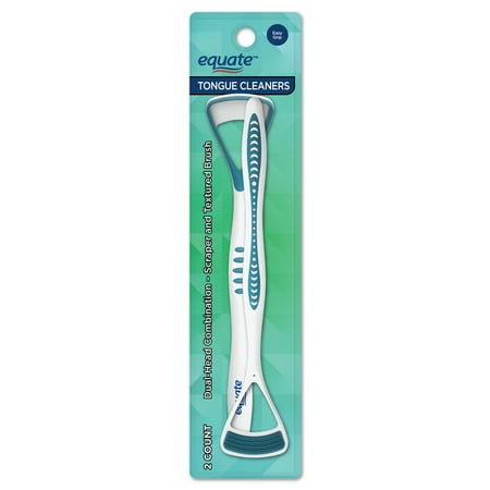 Equate Tongue Cleaner with Dual-Head Combination Scraper and Textured Brush, 2 Count