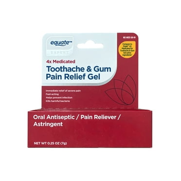 Equate 4X Medicated Toothache & Gum Pain Relief Gel for Oral Pain, 0.25 oz, Compare to Orajel™ 4X Medicated Toothache and Gum Gel Active Ingredients