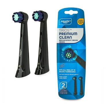Equate Trios Premium Clean Replacement Brush Heads for Most Oral-B® IO Electric Toothbrushes, Black (2 Count), Compare to Oral-B® iO Ultimate Clean