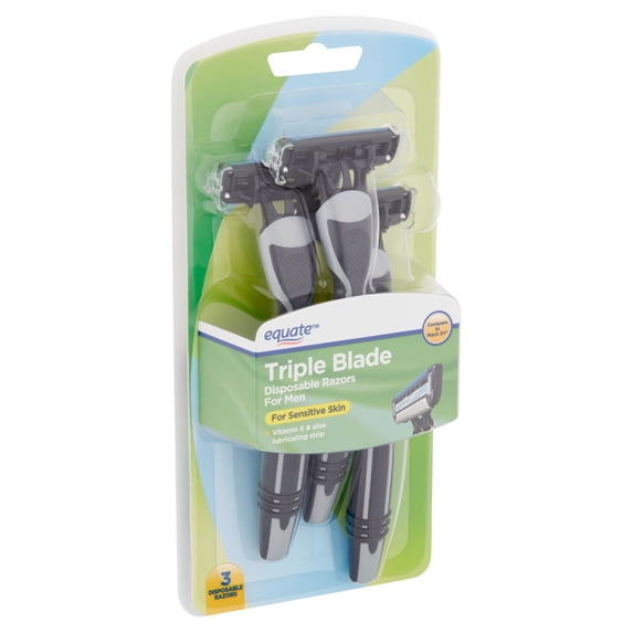 Equate Triple Blade Disposable Razors for Men, 3 count