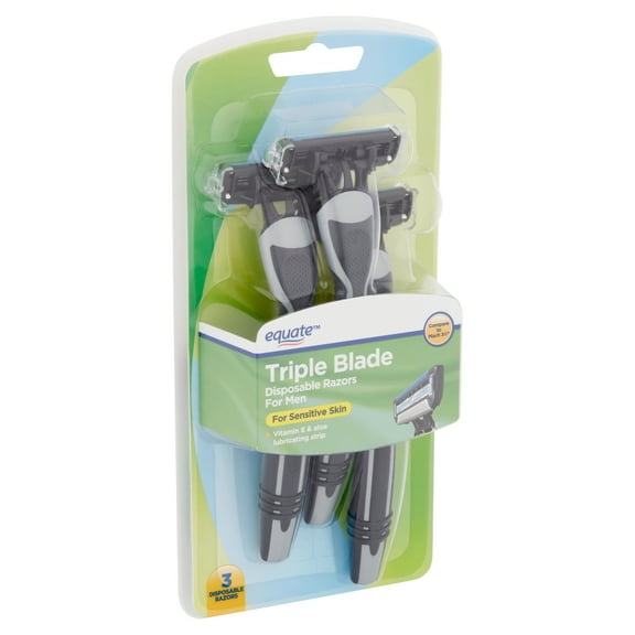 Equate Triple Blade Disposable Razors for Men, 3 count
