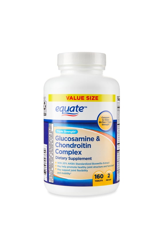 Triple Strength Glucosamine & Chondroitin Complex Tablets Dietary Supplement, 160 Count, Compare to Osteo Bi-Flex Triple Strength