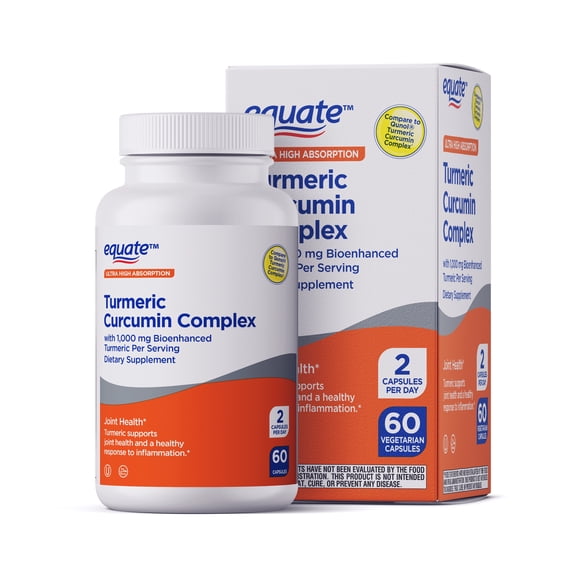 Equate Turmeric Curcumin Complex 1,000mg Capsules, 60 count
