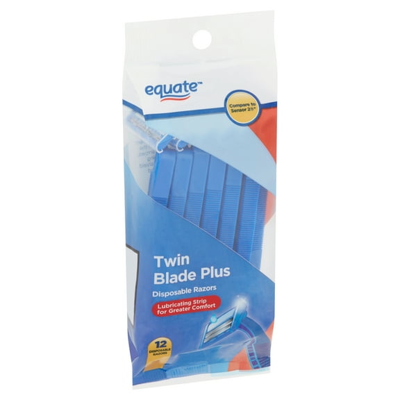 Equate Twin Blade Plus Disposable Razors, 12 Count