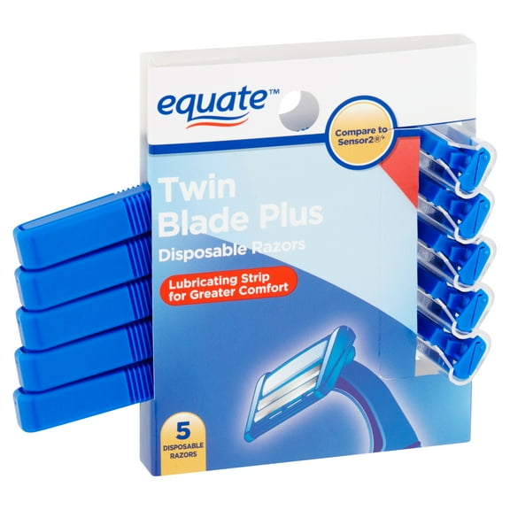 Equate Twin Blade Plus Disposable Razors, 5 Count