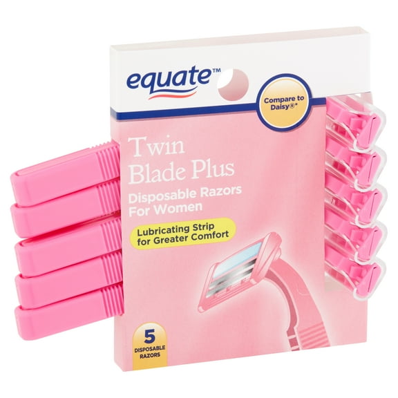 Equate Twin Blade Plus Disposable Razors for Women, 5 Count