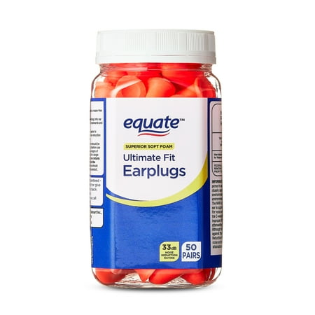 Equate Ultimate Fit Foam Earplugs, 33 dB noise reduction rating, 50 Pairs