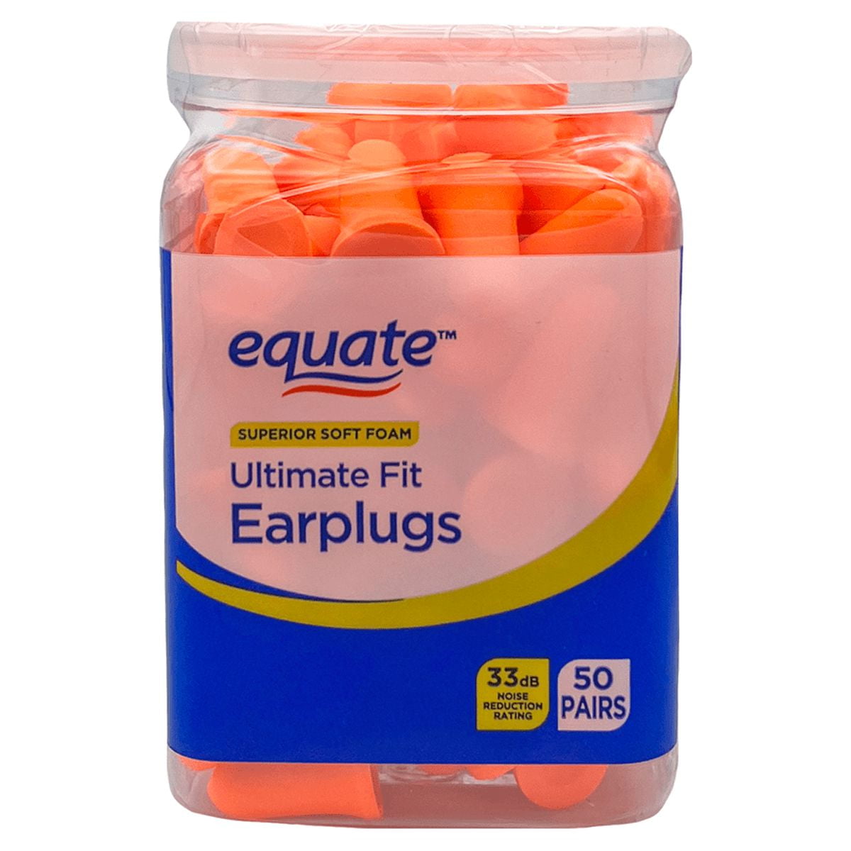 Equate Ultimate Fit, Soft Foam Earplugs, 33 dB Noise Reduction Rating, 50  Pairs