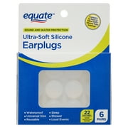 Equate Ultra-Soft Silicone Ear Plugs, Sound and Water Protection, 22dB Noise Reduction Rating, 6 Pair, Compare to Mack's® Pillow Soft® Silicone Putty Earplugs