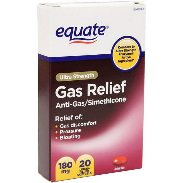 Equate Ultra Strength Gas Relief, 180mg, LiquidFilled Softgels, 20