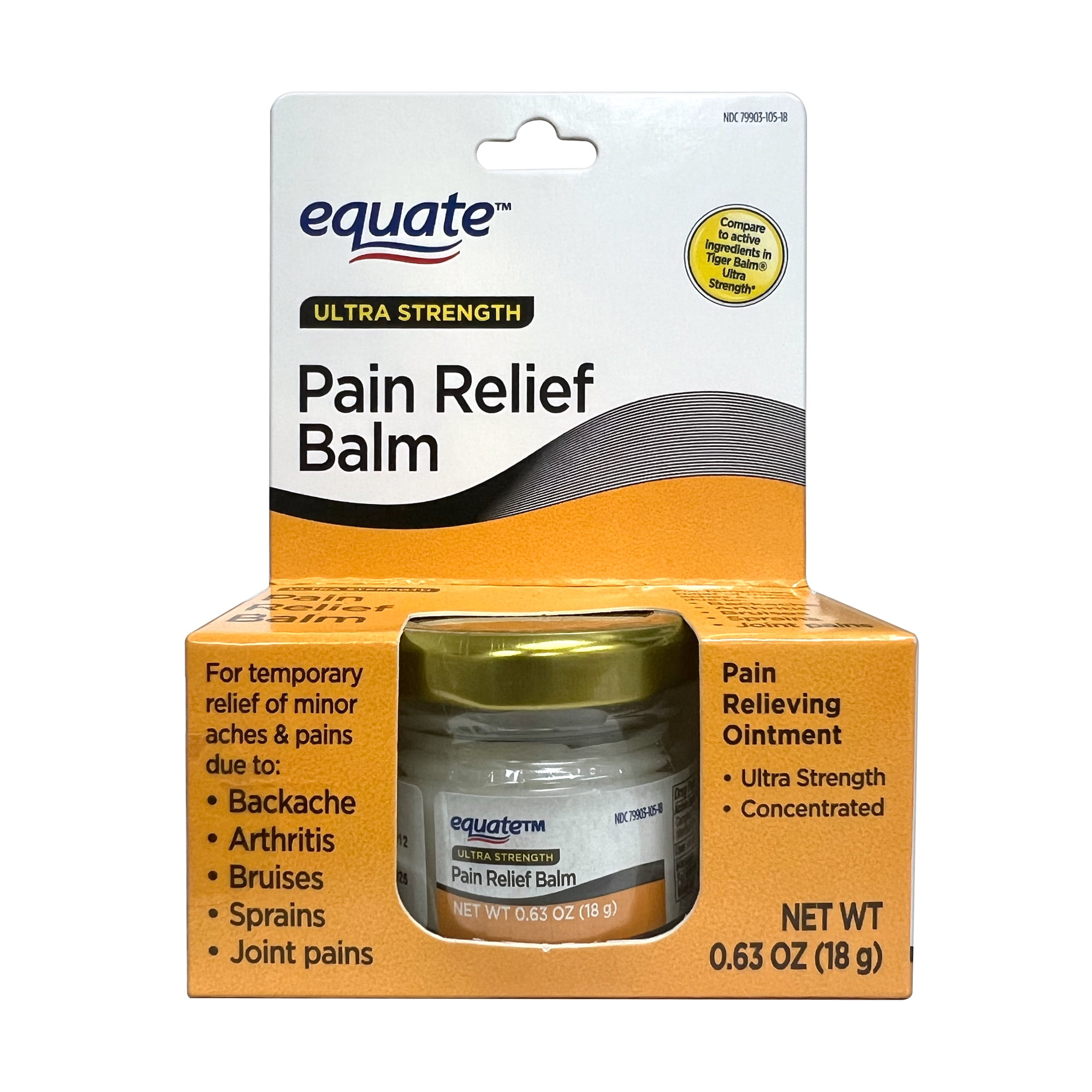 Equate Ultra-Strength Pain Relief Balm, 0.63 oz, Compare to Active Ingredients in Tiger Balm Ultra Strength