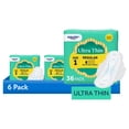 thumbnail image 1 of (6 pack) Equate Ultra Thin Pads with Flexi-Wings, Regular Absorbency, Size 1, 36 Count, 1 of 4