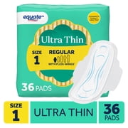 Equate Ultra Thin Pads with Flexi-Wings, Regular Absorbency, Size 1, 36 Count