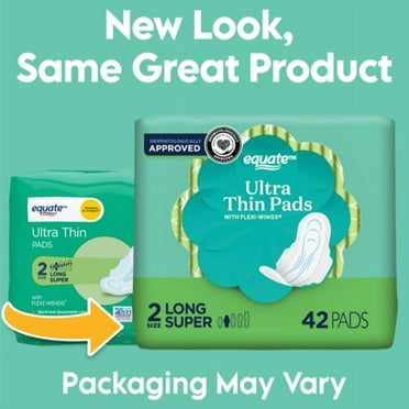 Equate Ultra Thin Pads with Wings, Size 2, Long Super Protection (42 Count)
