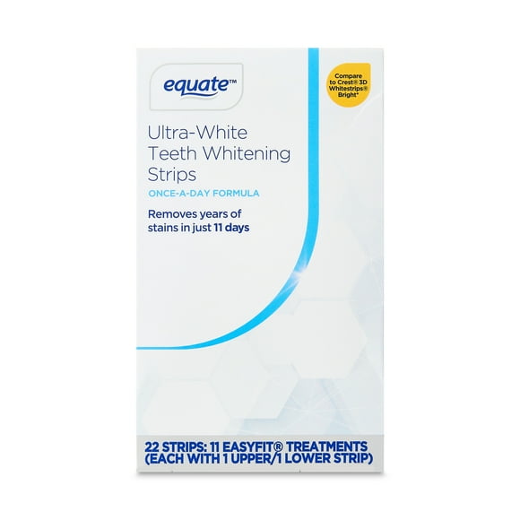 Equate Ultra-White 11 Day Whitening Strips 11 EasyFit Treatments, Enamel Safe
