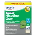 thumbnail image 1 of Equate Nicotine Gum 2 mg, Stop Smoking Aid, Mint Flavor, Uncoated, 170 Count, 1 of 9