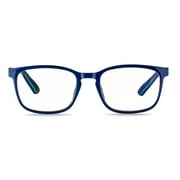 Equate Unisex Pike Bluelight Rectangular Reading Glasses with Case, Dark Grey Blue, +1.50