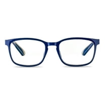 Equate Unisex Pike Bluelight Rectangular Reading Glasses with Case, Dark Grey Blue,  2.00