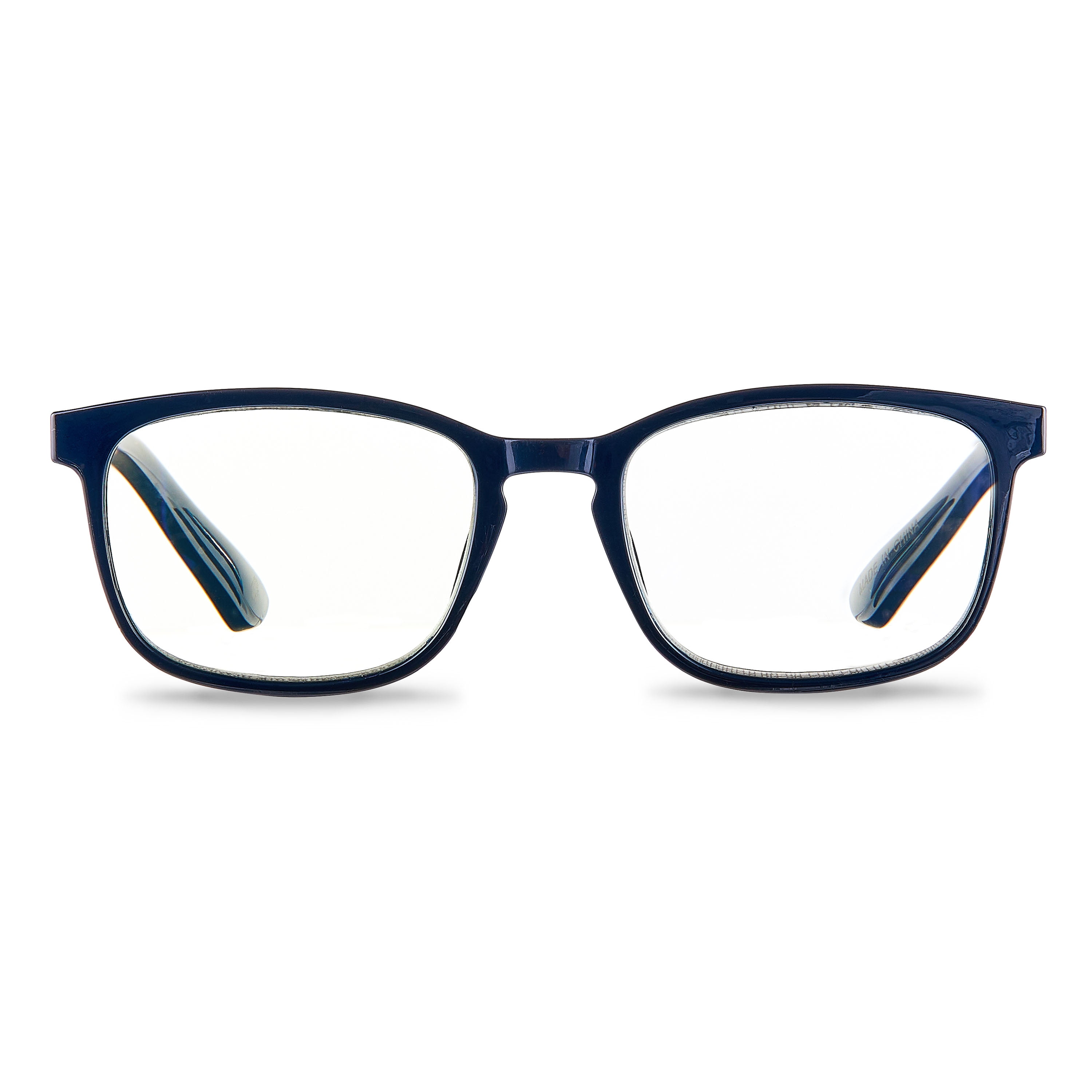 Equate Unisex Pike Bluelight Rectangular Reading Glasses with Case, Dark Grey Blue, +2.50