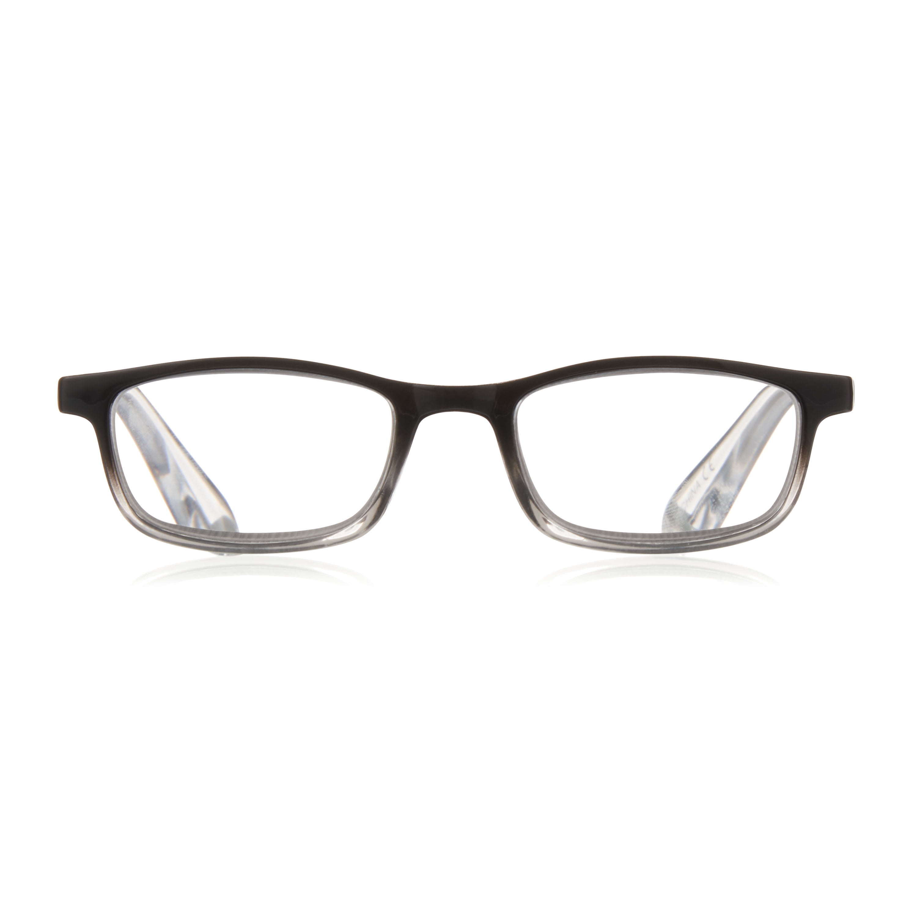 Equate Unisex Reader Glasses with Case, Plastic Lens, Black and Clear