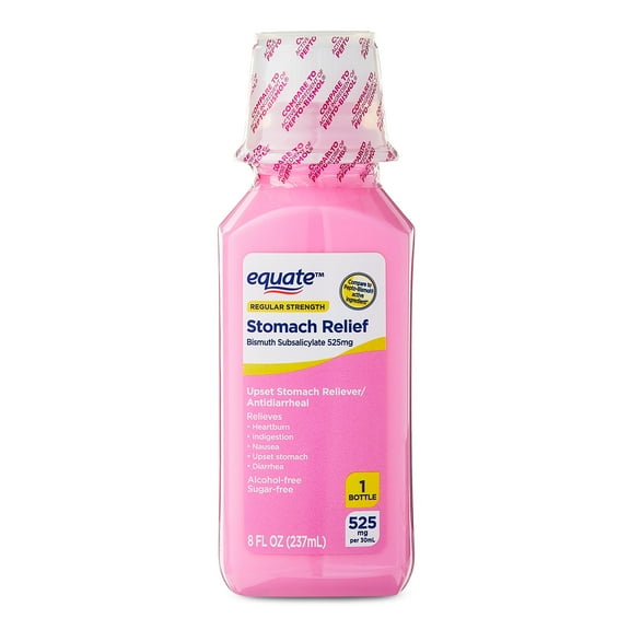 Equate Upset Stomach Relief Bismuth Liquid, Regular Strength, 8 fl oz, Compare to Pepto-Bismol® Active Ingredient