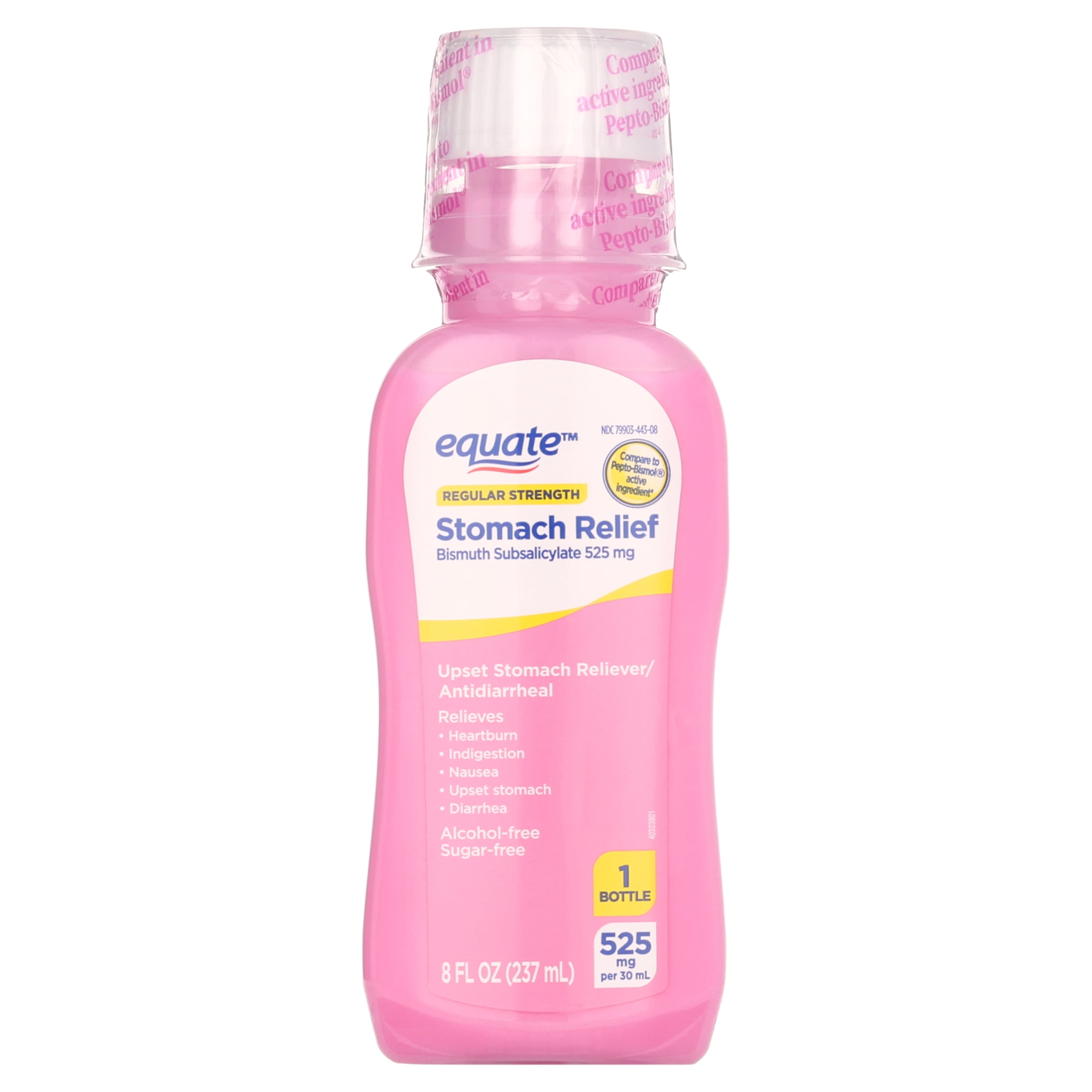 Equate Upset Stomach Relief Bismuth Liquid, Regular Strength, 8 fl oz, Compare to Pepto-Bismol Active Ingredient