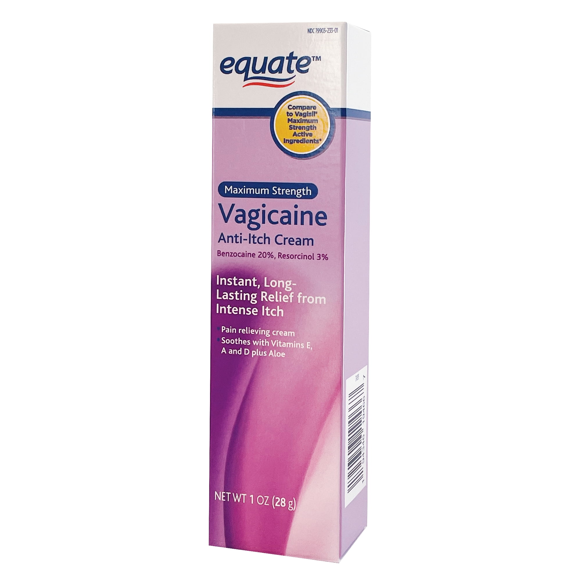 Equate Vagicaine Anti-Itch Cream, Maximum Strength, 1 oz, Compare to Vagisil Maximum Strength Active Ingredients