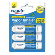 Equate Non-Medicated Vapor Inhaler Stick, Menthol Scent, 3 Count, Compare to Vicks® VapoInhaler™