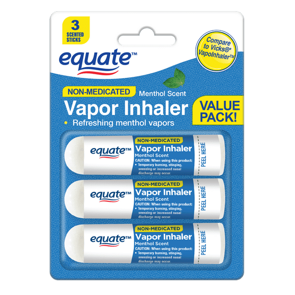 Equate Non-Medicated Vapor Inhaler Stick, Menthol Scent, 3 Count, Compare to Vicks VapoInhaler