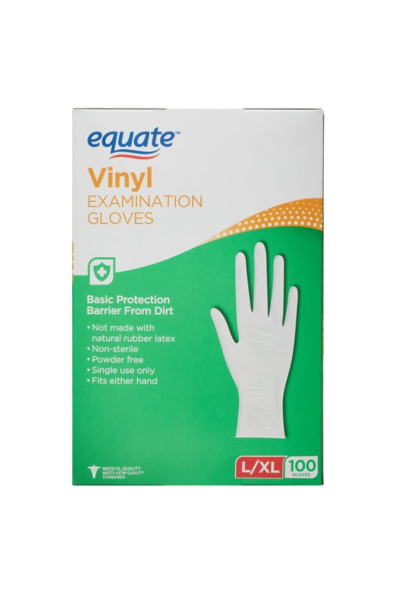 Vinyl Examination Gloves, Large/X-Large, 100 Count