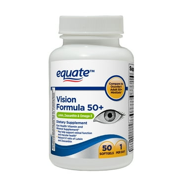 Equate Vision Formula 50+ Dietary Supplement Soft Gels for Eye Health, 50 Count, Compare to Ocuvite® Adult 50+ Minigels