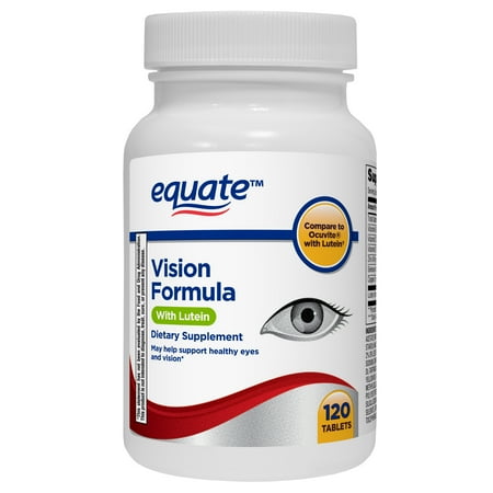 Equate Vision Formula with Lutein Tablets Dietary Supplement, 120 Count, Compare to Ocuvite® with Lutein