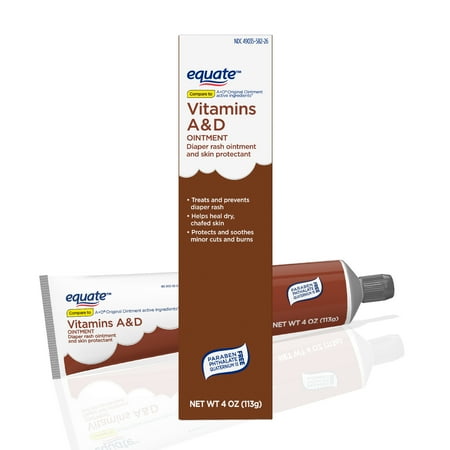 Equate Vitamin A and D, Diaper Rash Ointment and Skin Protectant, 4 oz