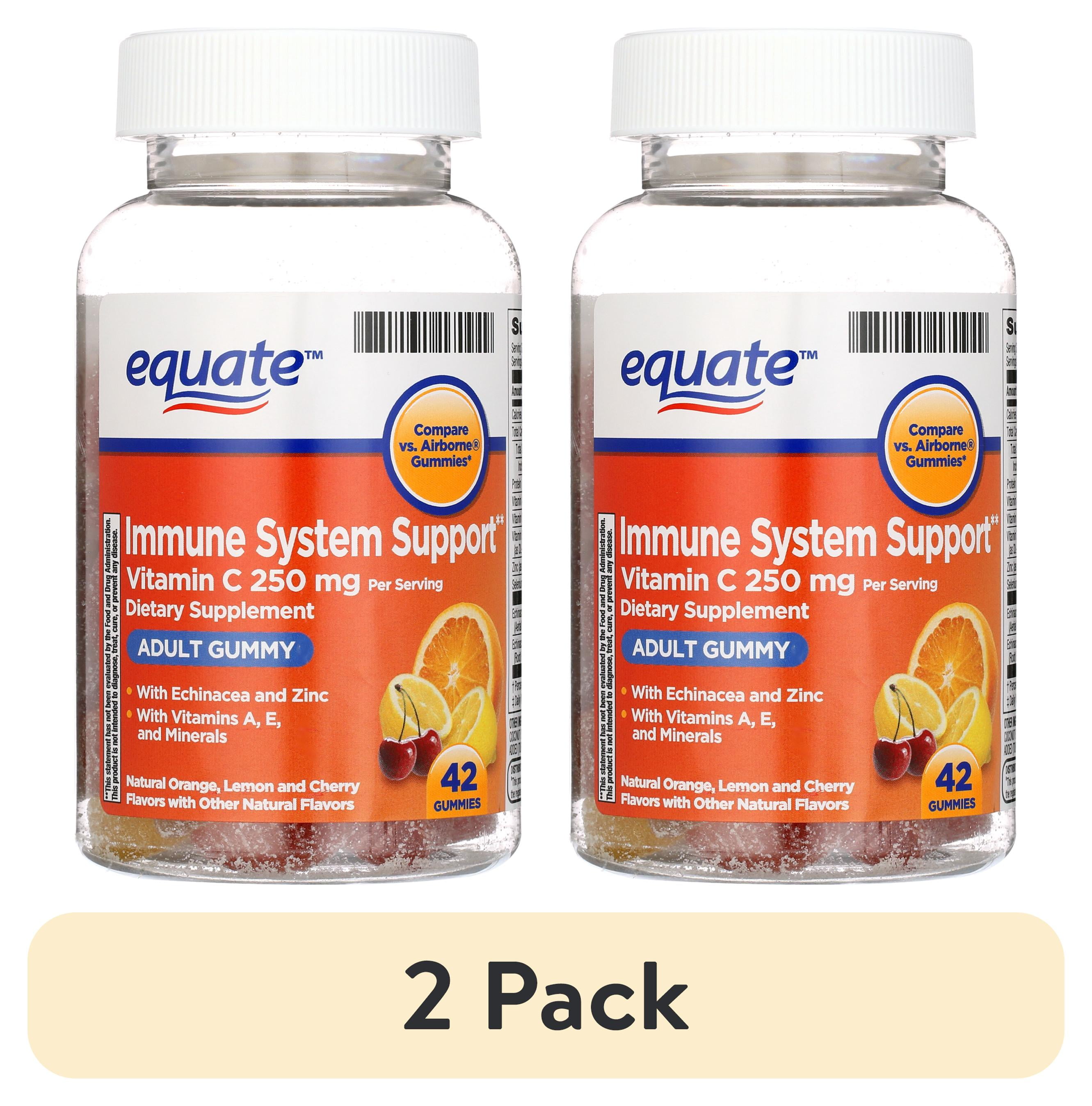 (2 pack) Equate Vitamin C Vegetarian Gummies, Orange Lemon Cherry, 250