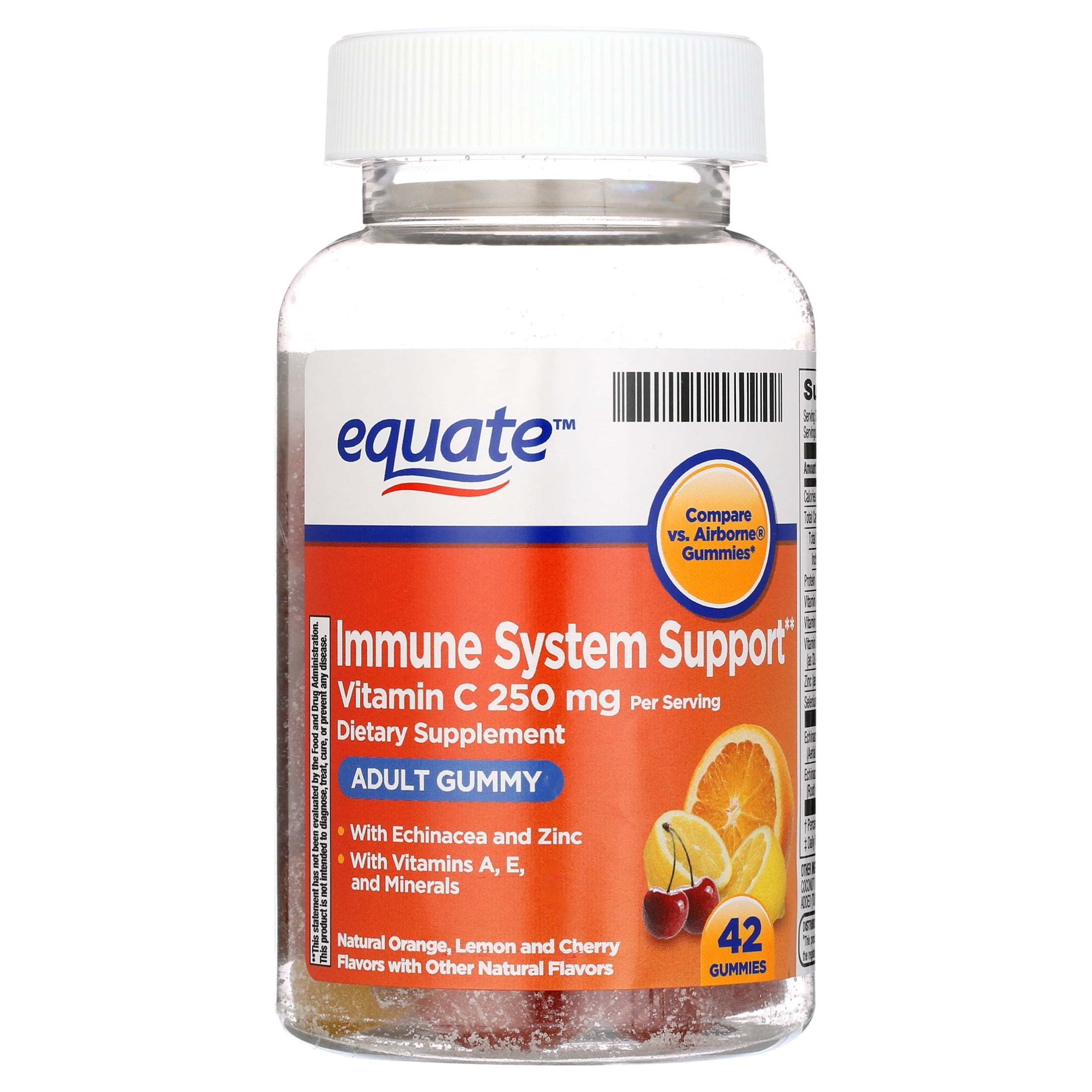Equate Vitamin C Vegetarian Gummies, Orange Lemon Cherry, 250 mg, 42