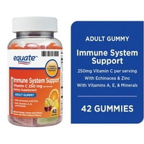 Equate Immune System Support Vitamin C Gummies, 250 mg, Orange Lemon Cherry Flavor, 42 Count, Compare vs Airborne® Gummies