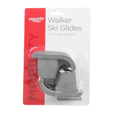 Equate Walker Ski Glides for Mobility Walkers, Gray, 1 Pair, Universal Fit