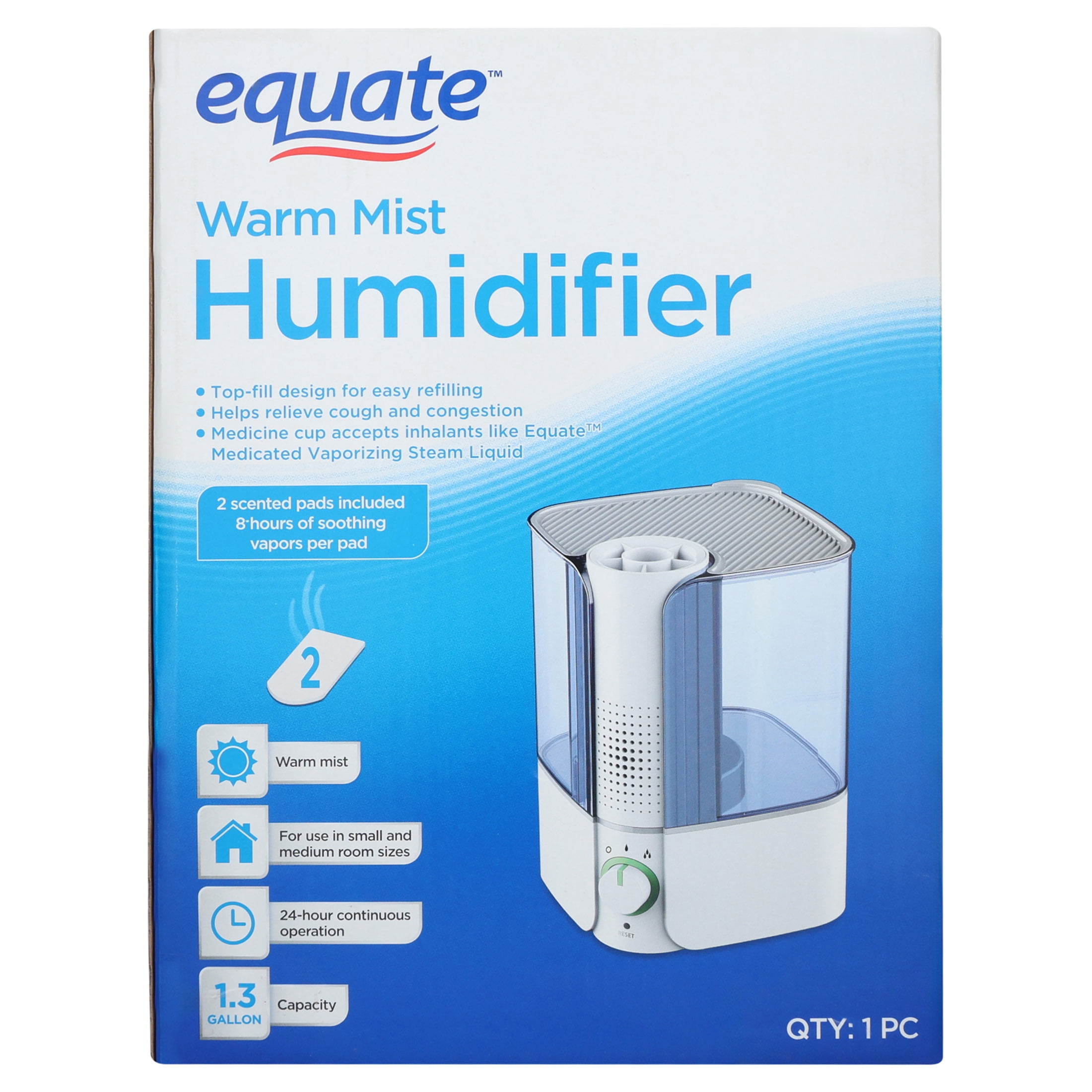 Equate 1.3-Gallon Warm Mist Humidifier HSA/FSA Eligible - Walmart.com