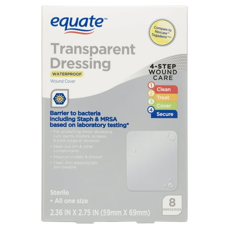 Equate Waterproof Transparent Dressing, 8 Count