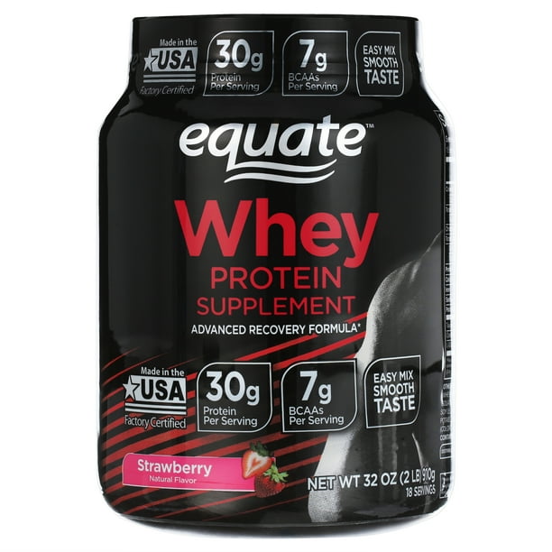 Equate Whey Protein Supplement Powder, Strawberry, 32 oz
