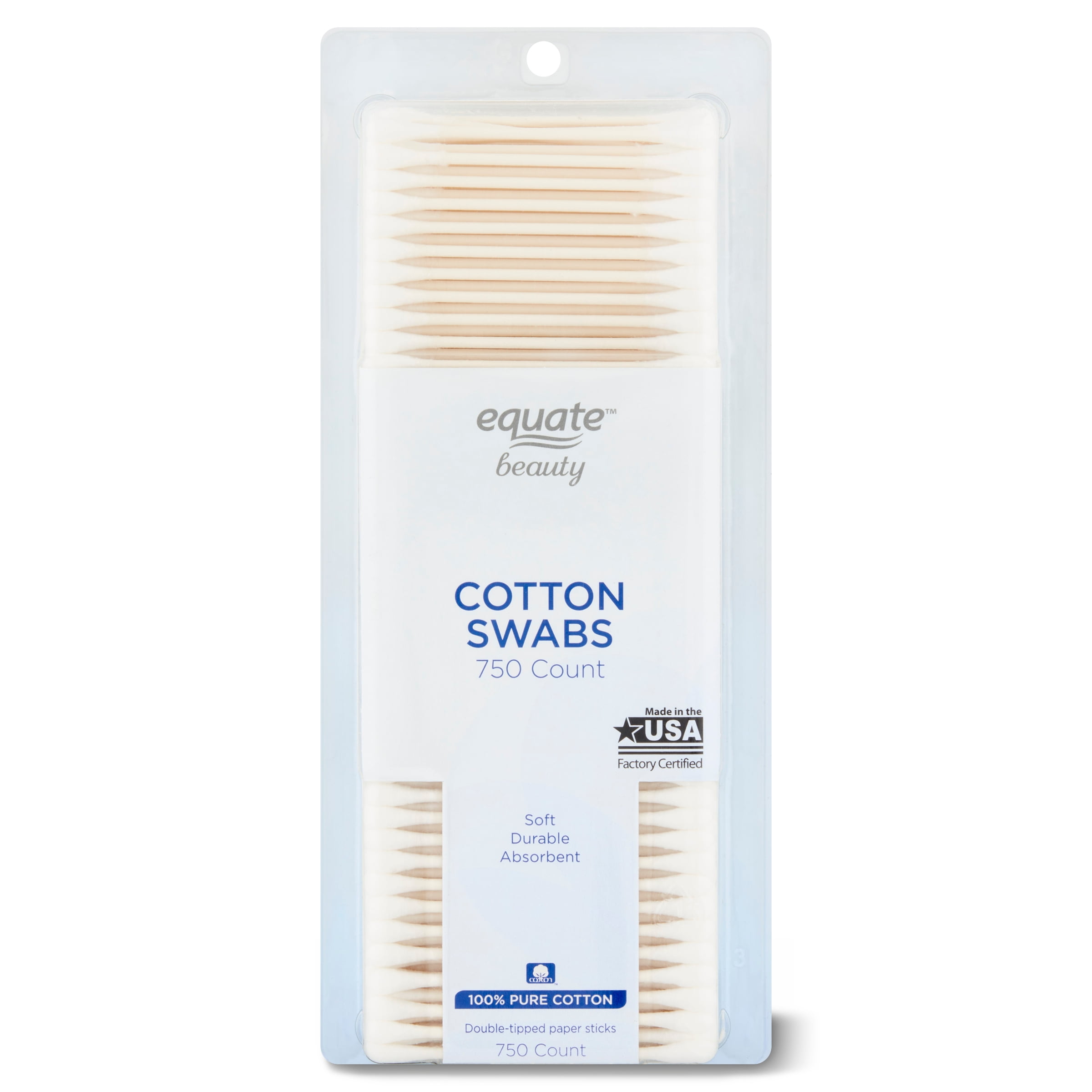 Equate White Cotton Paper Stick Swabs, 750 Count
