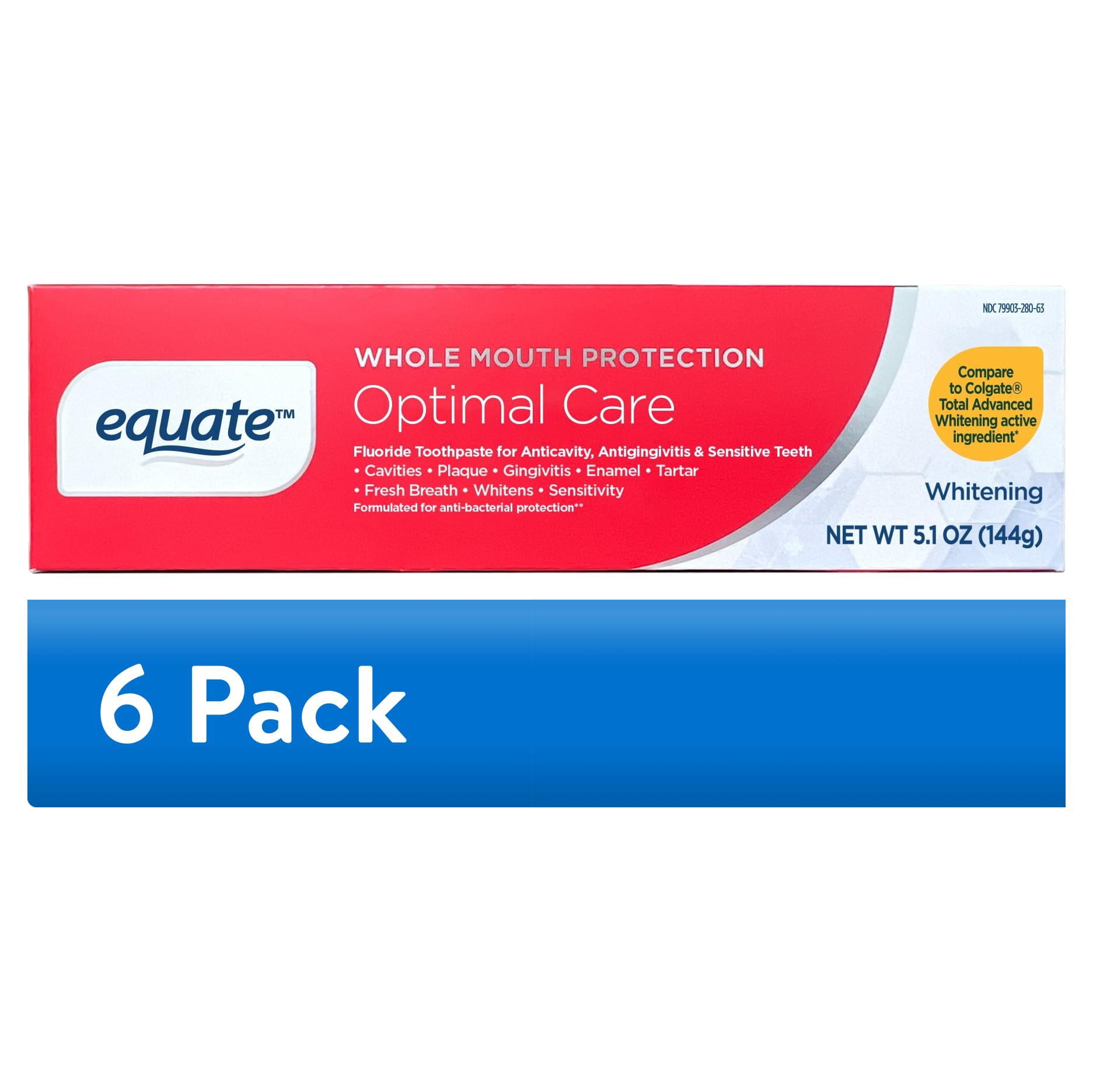 (6 pack) Equate Whole Mouth Protection Optimal Care Toothpaste, 5.1 oz