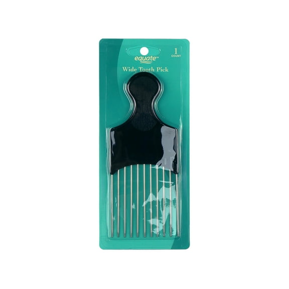 Equate Wide Tooth Pick to Limit Unnecessary Pulling, Black, 1 Count