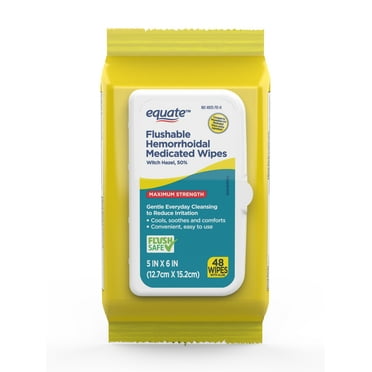 Equate Witch Hazel Flushable Hemorrhoidal Medicated Wipes, 48 Count