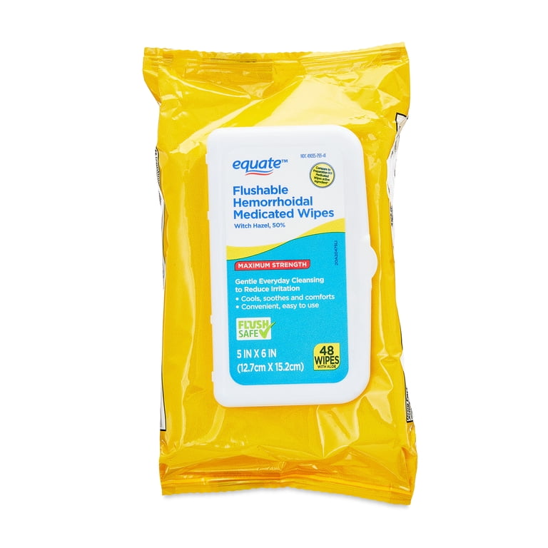 Equate Witch Hazel Flushable Hemorrhoidal Medicated Wipes, 48