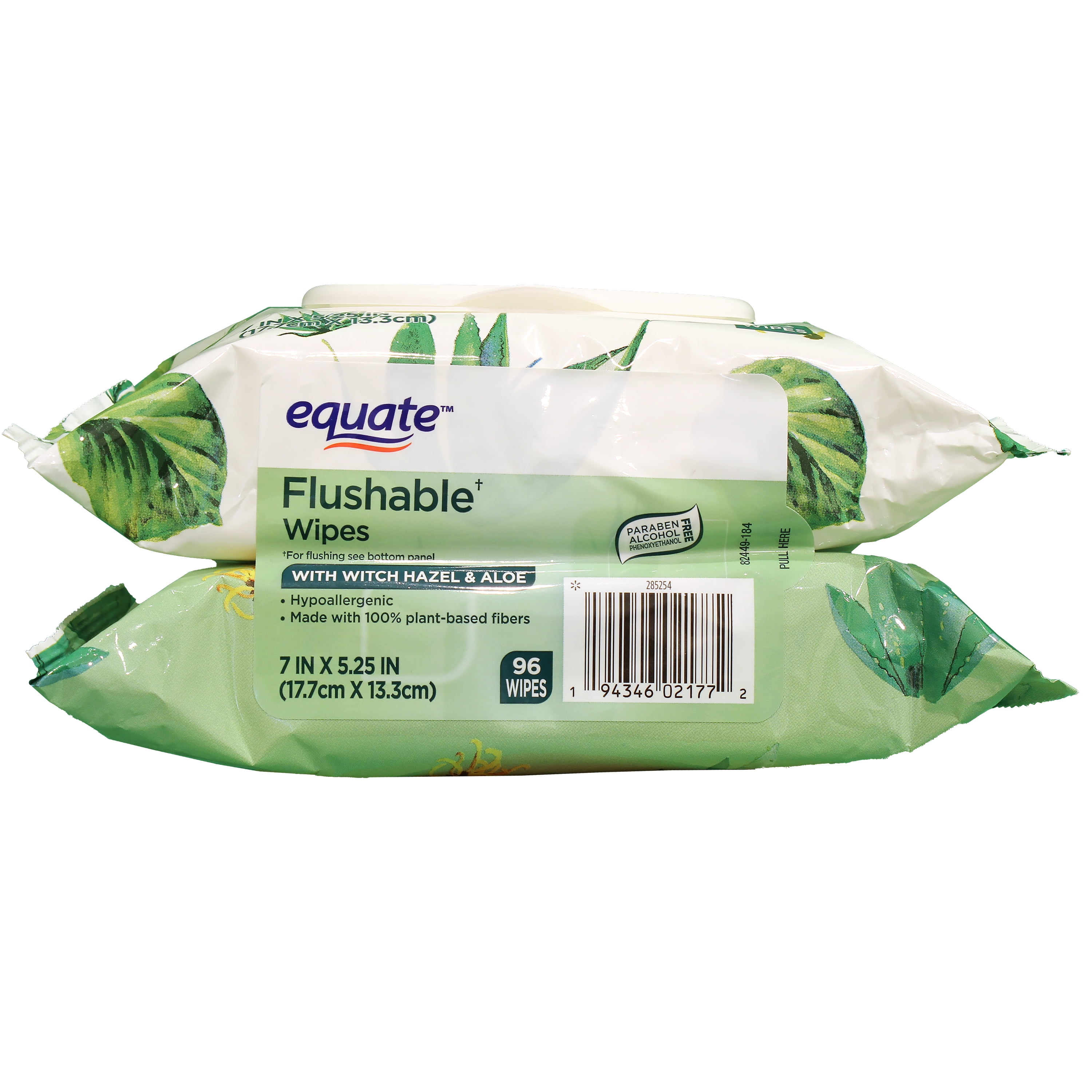Equate Flushable Wipes, Witch Hazel & Aloe, 48 wipes Ingredients