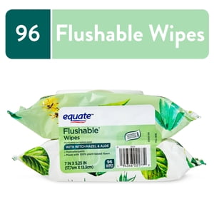 Equate Toallitas Húmedas Desechables, Hamamelis y Aloe, 96 Toallitas, Paquete de 2