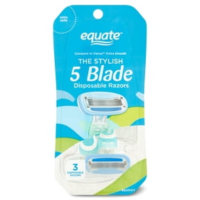 Equate Women's 5-Blade Disposable Razors, Blue, 3 Count