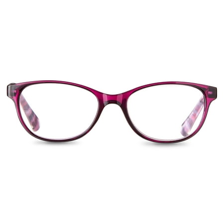 Equate Women's Heather Oval Reading Glasses with Case, Purple, +2.50
